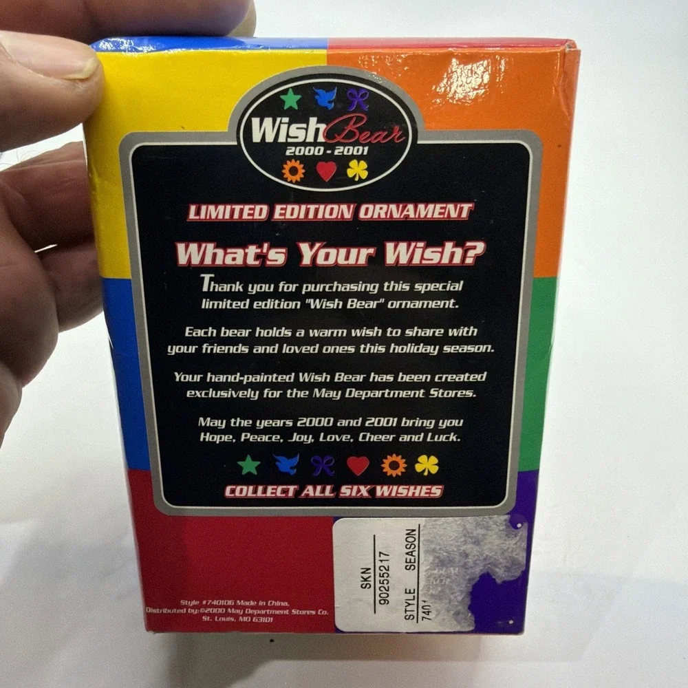 Wish Bear Christmas‎ Ornament 2000 2001  purple What's your wish